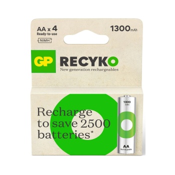 GP ReCyko 1300 mAh 1.2 V Ni-MH 4lü AA İnce Kalem Şarjlı Pil