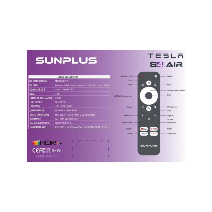 Technozi S4 AIR Wifi 6 4gb Ram /32gb Hafıza Android 12 TV Box