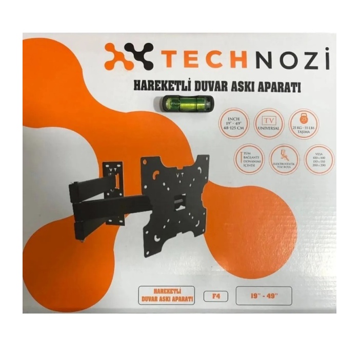 Technozi Lcd Led Tv Hareketli Askı Aparatı 22-49 Inç Tüm Markalar Ile Uyumlu Televizyon Duvar Asma Aparatı