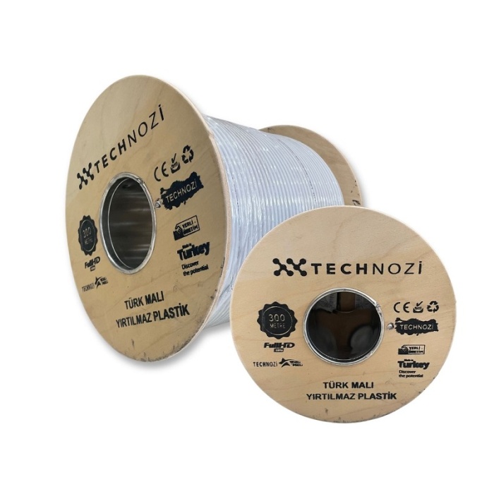 Technozi 300 Metre Çanak Anten Kablosu Rg6 U4 80 Tel Anten Kablosu
