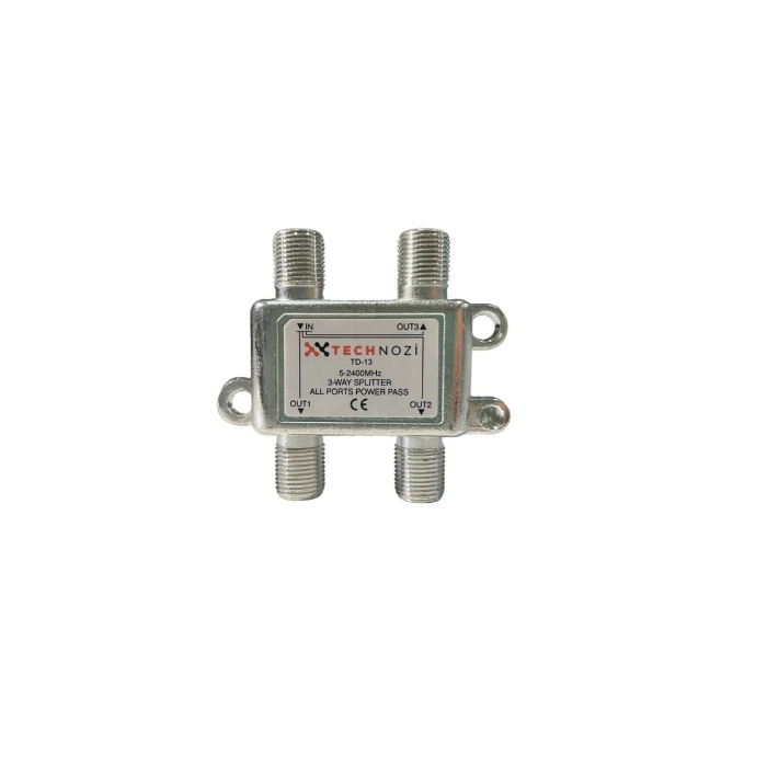 Technozi 3 lü Uydu Splitter Kablo Tv Rg6 4818p Çoklayıcı Dağıtıcı Anten Çanak Çevirici Switch Hub