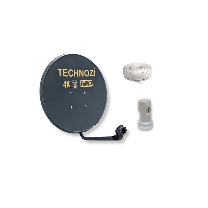 Technozi 70 cm Çanak Anten Tekli Lnb 20 Metre Kablo