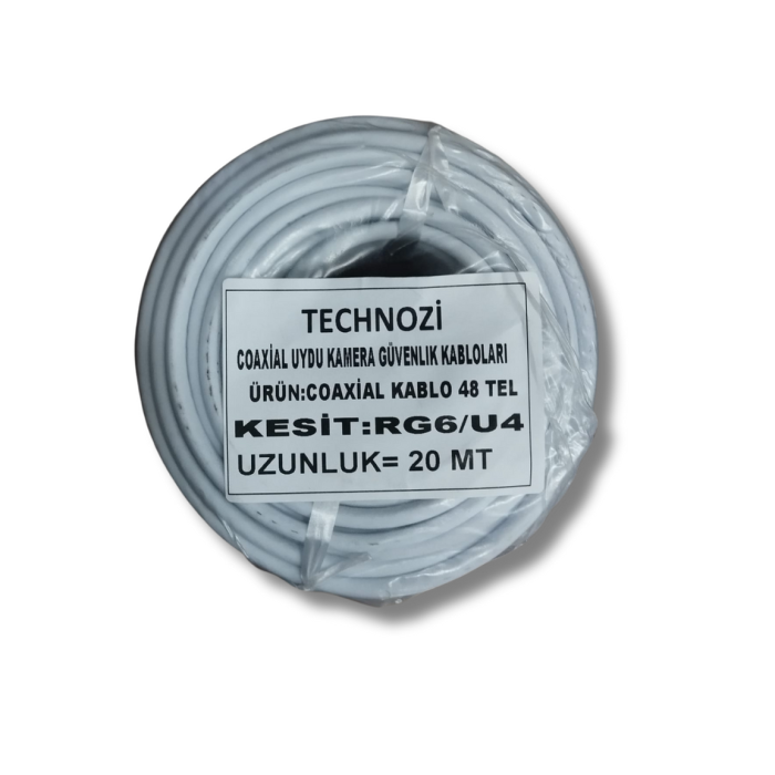 Technozi Coaxial RG6/U4 - 48 Tel Uydu Kamera Güvenlik Kabloları 45 m