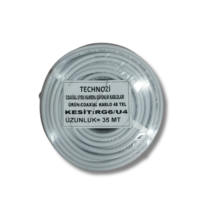 Technozi Coaxial RG6/U4 - 48 Tel Uydu Kamera Güvenlik Kabloları 35 m