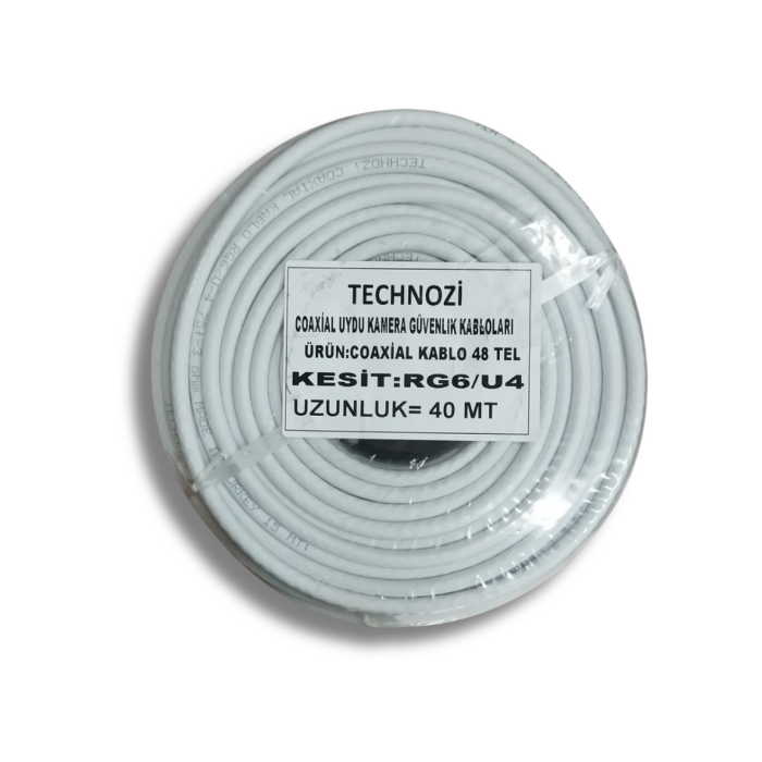 Technozi Coaxial RG6/U4 - 48 Tel Uydu Kamera Güvenlik Kabloları 40 m