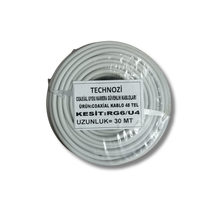 Technozi Coaxial RG6/U4 - 48 Tel Uydu Kamera Güvenlik Kabloları 30 m