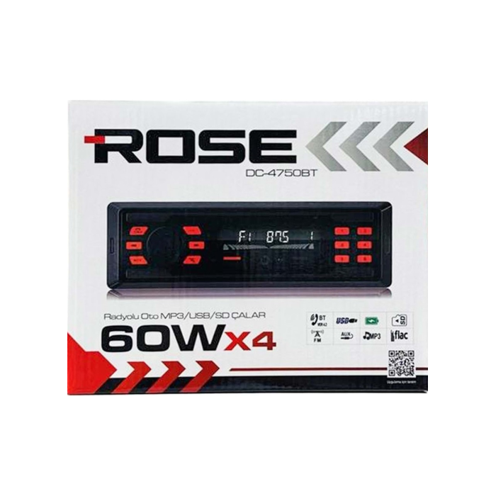 Rose DC-4750BT 60W x 4 Bluetooth, Tf Card, Aux, Usb, Oto Teyp 751014