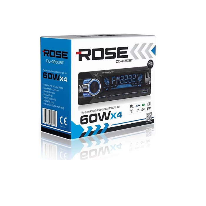 Rose DC-4850BT MP3-USB-SD-BT Radyolu Oto Teyp 4x60W