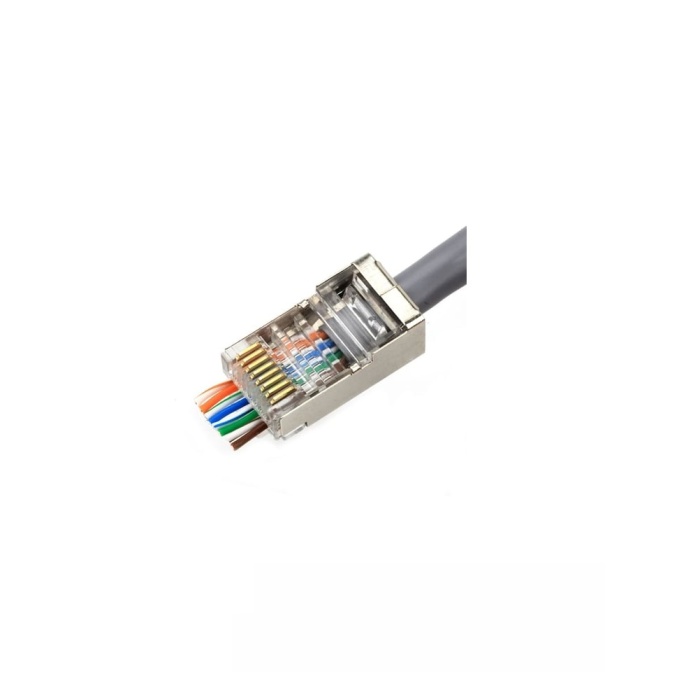 Technozi Yeni Nesil Delikli 100 Adet Metal Cat6 Ez Rj45 Konnektör Utp Jack