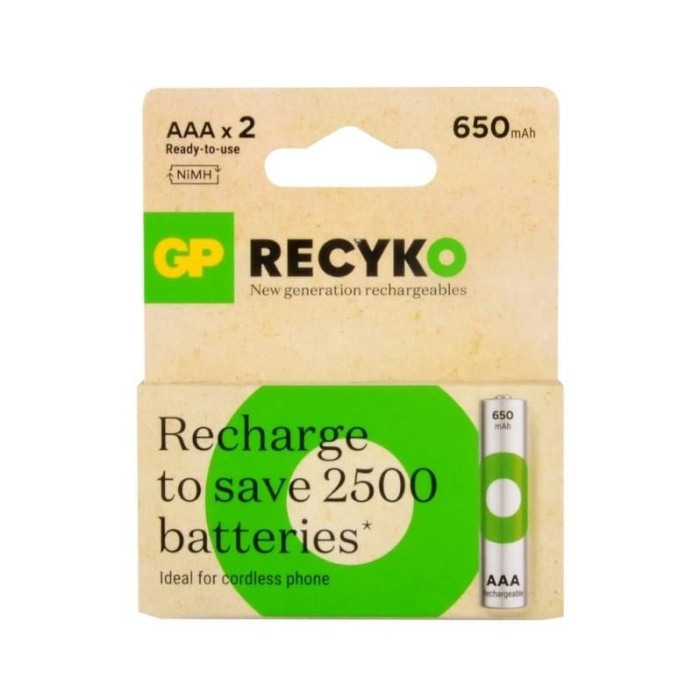 GP Recyko 650 mAh AAA Ni-Mh İnce Kalem Pil 2li Blister