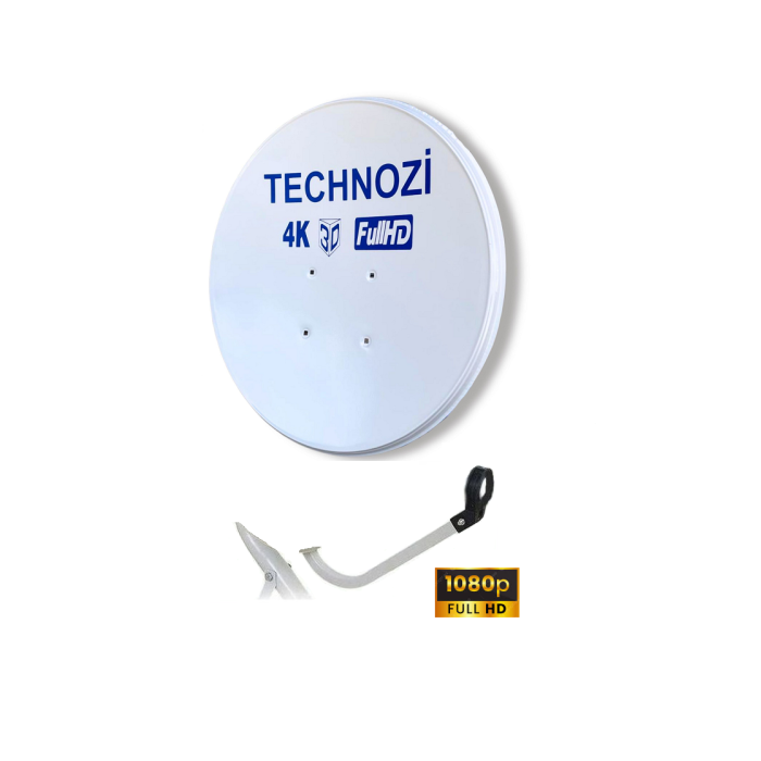 Technozi 70 cm 0.60 mm Off - Set Çanak Anten Siyah