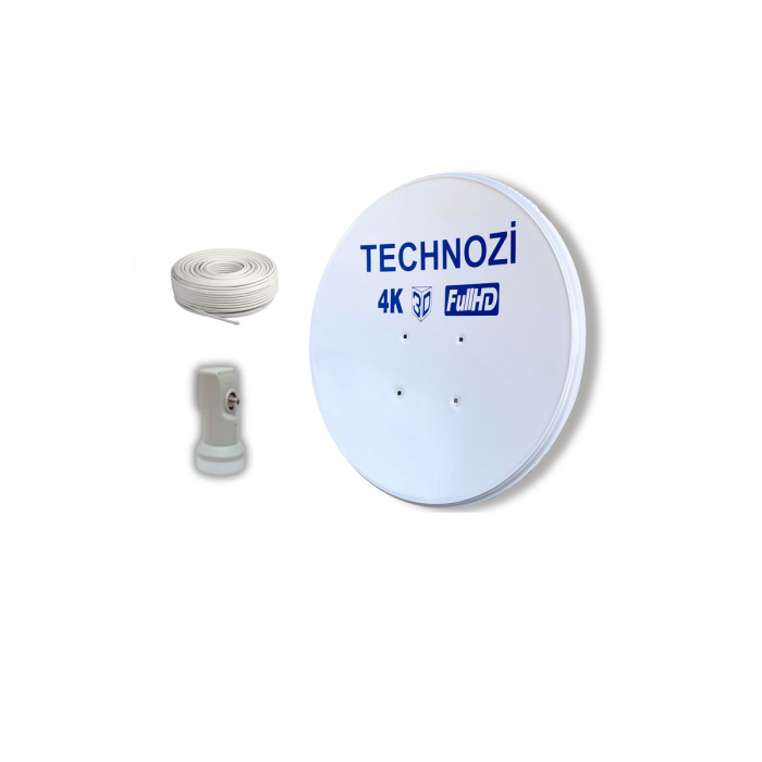 Technozi Yeni Nesil 70 cm Çanak Anten Tekli Lnb 20 Metre Kablo