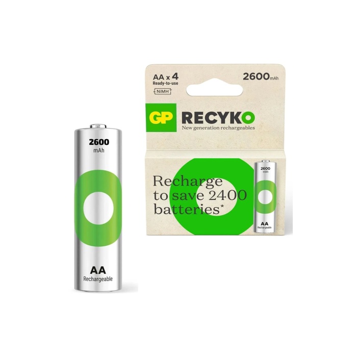 GP Recyko Şarjlı Pil Aa Kalem 2600mah x 4lü Ni-mh