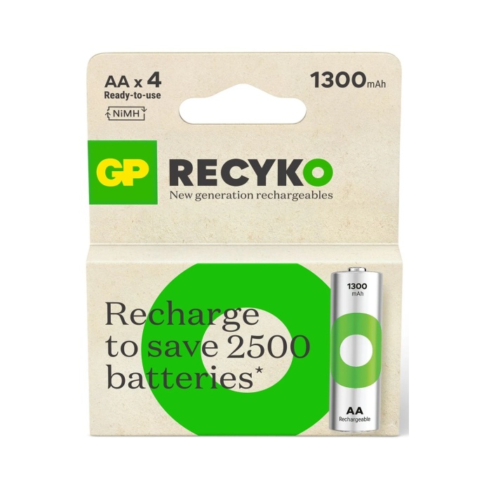 GP ReCyko 1300 mAh 1.2 V Ni-MH 4lü AA İnce Kalem Şarjlı Pil
