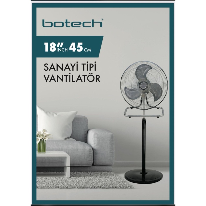 Botech 18 İnch 45 cm Sanayi Tipi Yeni Nesil Vantilatör 3 Farklı Kullanım Sağlar