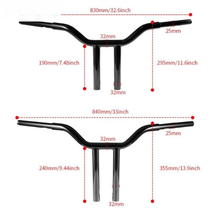 HARLEY ÇIFT KOL APE 25MM KALIN GİDON - SİYAH - 12 INCH