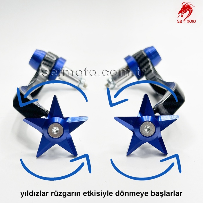 YILDIZ ELCİK MANET KORUMA - CNC İŞLEME - KARBON KOL- UNIVERSAL ÜRÜN - MAVİ