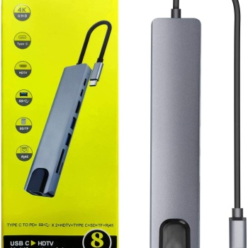 STARX Macbook Uyumlu 8 In 1 4k Type C Usb 3.0 Hub Hdmı Rj45 Sdtf Adaptörü ST-79