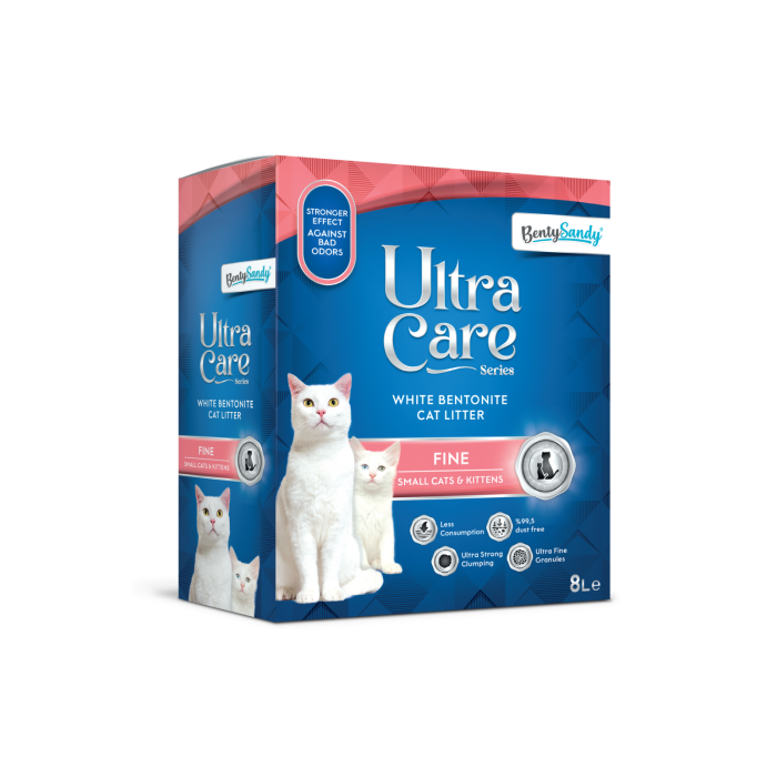 Ultra Care Series Küçük ve Yavru Kediler İçin İnce Taneli Topaklanan Kedi Kumu 8L