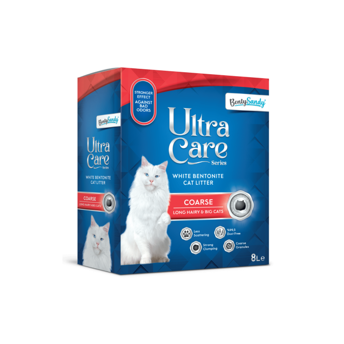 Ultra Care Series Büyük ve Uzun Tüylü Kediler İçin İri Taneli Topaklanan Kedi Kumu 8L
