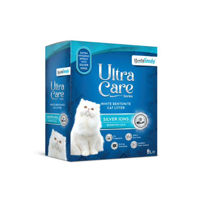 Ultra Care Series Hassas Kediler İçin Gümüş İyonlu Topaklanan Kedi Kumu 8L