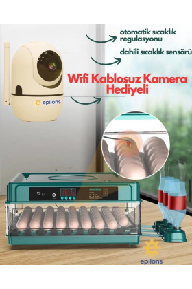 Kuluçka Makinesi Wifi Kamera Hediyeli 130 Lu Tam Otomatik Yedek Motorlu