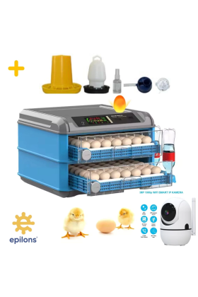 Tam Otomatik 128 Yumurta Kapasiteli Kuluçka Makinesi - Civciv Kaz Hindi Ördek Yetiştiriciliği Wifi Kamera Hediyeli