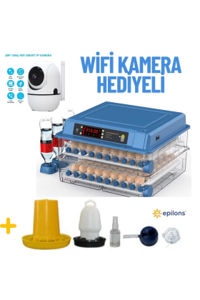 Tam Otomatik 120 Yumurta Kapasiteli Kuluçka Makinesi - Civciv Kaz Hindi Ördek İçin Wifi Kameralı Yedek Motorlu Set