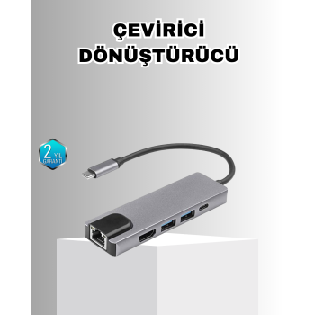 KESGİN MARKET ® Alüminyum Kasalı MacBook USB-C Hub – 4K HDMI, USB 3.0, SD/TF Kart Girişi, PD Şarj Desteği