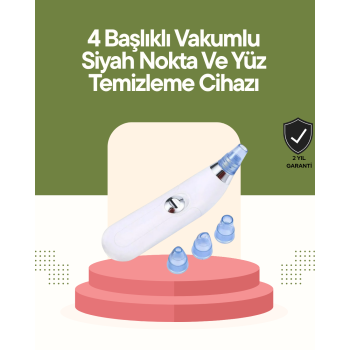 KESGİN MARKET ® USB Destekli 4 Başlıklı Siyah Nokta Vakum Cihazı – Gözenek Temizleyici ve Cilt Yenileyici Bakım Aleti