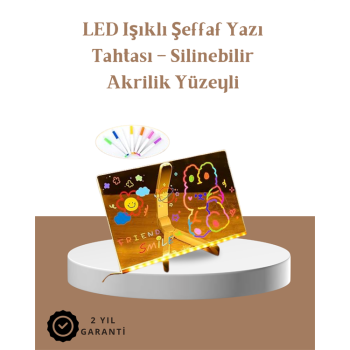 KESGİN MARKET ® LED Aydınlatmalı Şeffaf Mesaj Tahtası – 30x20 cm, Neon Etkili Yazılar İçin Tasarlandı