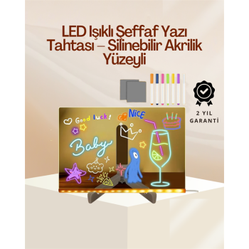 KESGİN MARKET ® Çocuklar İçin Renkli LED Mesaj Tahtası – Neon Kalemli, Eğlenceli ve Yaratıcı Yazı Panosu