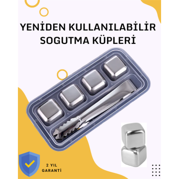 KESGİN MARKET ® Paslanmaz Metal Buz Küpleri-Çok Amaçlı Kullanıma Uygun