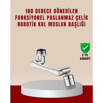 KESGİN MARKET ® 180° Dönebilen Robotik Kollu Musluk Başlığı – 2 Modlu Su Akışı ve Kolay Montaj