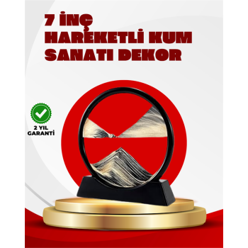KESGİN MARKET ® Rahatlatıcı Kum Sanatı – Yuvarlak Cam Çerçeveli Hareketli Kum Resmi, Ofis ve Ev İçin Etkileşimli Masaüstü Süs