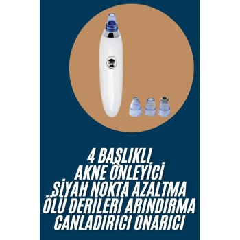 KESGİN MARKET ® Yeni Nesil Vakumlu Pilli Siyah Nokta ve Yüz Temizleme Cihazı 4 Başlıklı