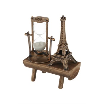 KESGİN MARKET ® Retro Eyfel Kulesi Ve Kum Saati Dekoratif Ahşap Görünümlü Masa Biblosu