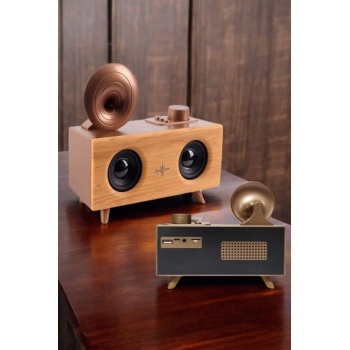 KESGİN MARKET ® Bluetooth Hoparlör Ahşap Klasik Retro Gramofon Bluetooth Müzik Kutusu