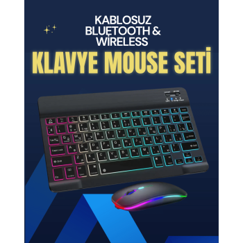 KESGİN MARKET ® Şık ve Sessiz Tasarımlı Işıklı Klavye Mouse Seti – Şarjlı, Wireless