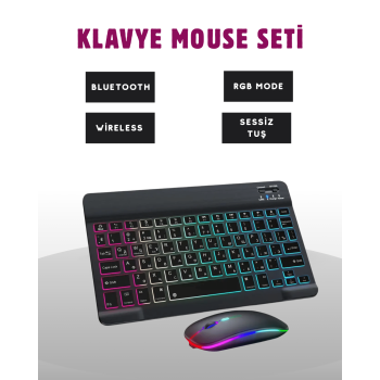 KESGİN MARKET ® Türkçe Q Klavye Düzenli RGB Kablosuz Klavye Mouse Set