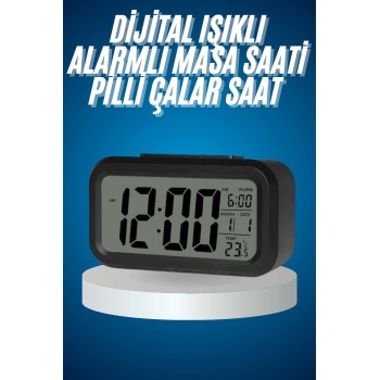 KESGİN MARKET ® Işıklı Dereceli Masa Ofis Saati Alarmlı Termometre Takvim Çalar Saat