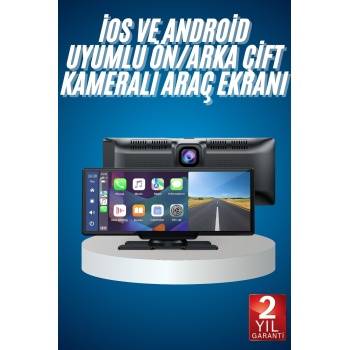 KESGİN MARKET ® 4K Ultra Araç İçi Ön ve Arka Kameralı Ekran HD 2 Kameralı Torpido Üstü Araç Multimedya