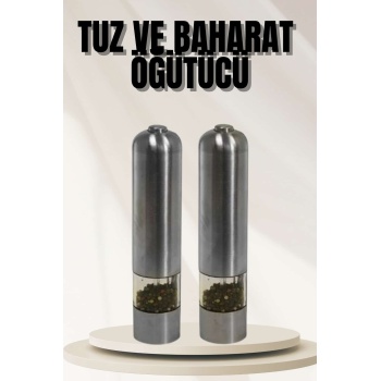 KESGİN MARKET ® Işıklı Otomatik Tuz ve Karabiber Öğütücü Baharat Öğütücü