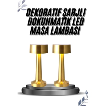 KESGİN MARKET ® Kablosuz Renkli Masa ve Gece Lambası Altın Rengi Dokunmatik Led Lamba