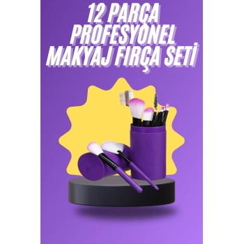 KESGİN MARKET ® 12 Parça Makyaj Fırça Seti Profesyonel Fondöten Allık Far Kontür Fırçası