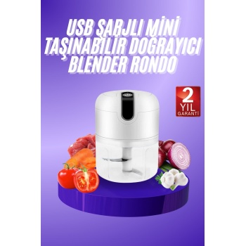 KESGİN MARKET ® Rondo Doğrayıcı 250 ML Taşınabilir USB Şarjlı Pratik El Rondo Blender