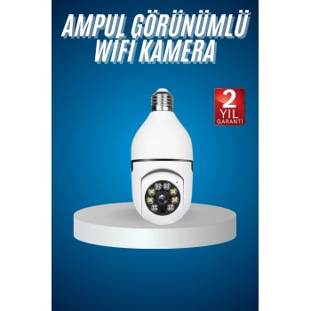 KESGİN MARKET ® Wifi Güvenlik Kamerası Çift kameralı Ampule Takılabilir Sensörlü