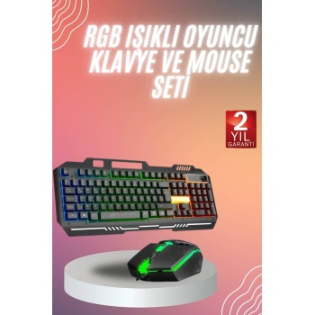 KESGİN MARKET ® RGB Işıklı   Oyuncu Klavye Q Klavye Mouse Hediyeli