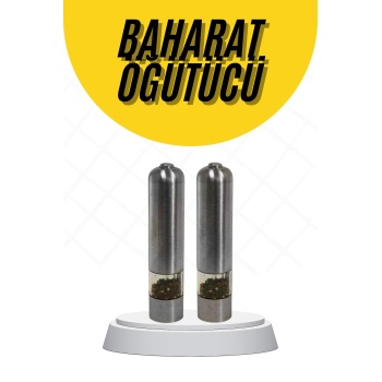 KESGİN MARKET ® Baharat Öğütücü Paslanmaz Ayarlanabilir Otomatik Pilli Işıklı Tuz & Karabiber