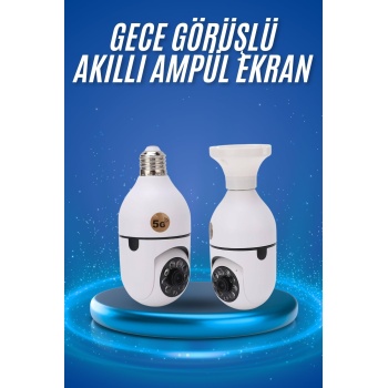 KESGİN MARKET ® Gece Görüşlü Akıllı Dönebilen Ev Kamerası Ampül Kamera